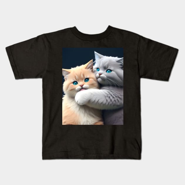 Adorable Kittens - Modern Digital Art Kids T-Shirt by Ai-michiart